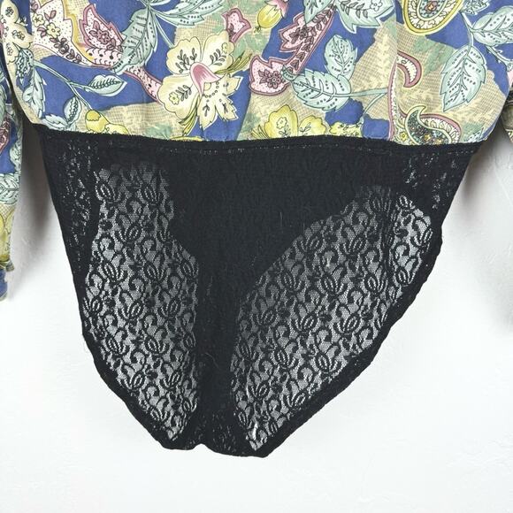 Vintage Annie Alexander Whimsigoth Office Floral Silk Body Suit Button Down S - Picture 12 of 12